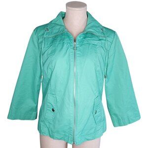 Studio Works Petite Large Canvas Spring Jacket Seafoam Green Lined Full Zip